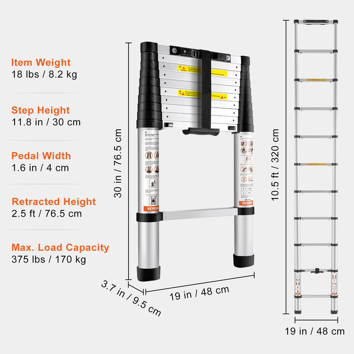 W- Scala Telescopica - Max (5,6 metri) e 181 kg.