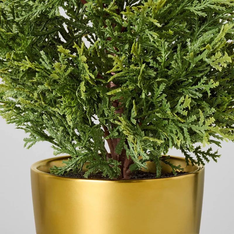 Faux Cypress Tree in Brass Pot - Hearth & Hand with Magnolia