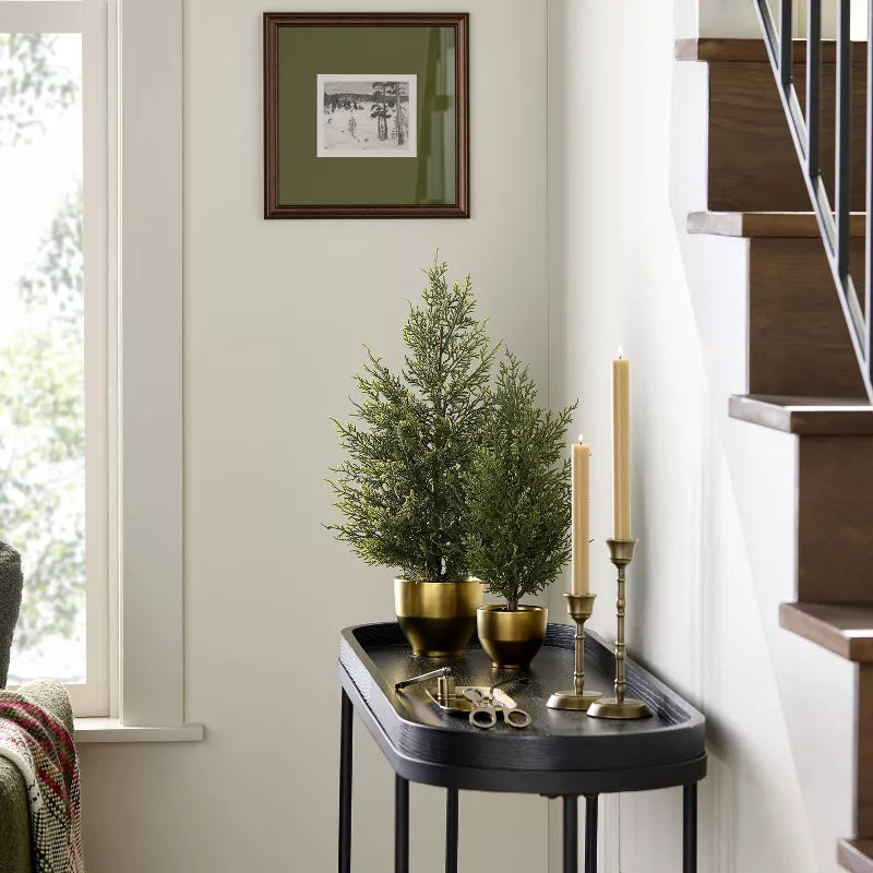 Faux Cypress Tree in Brass Pot - Hearth & Hand with Magnolia