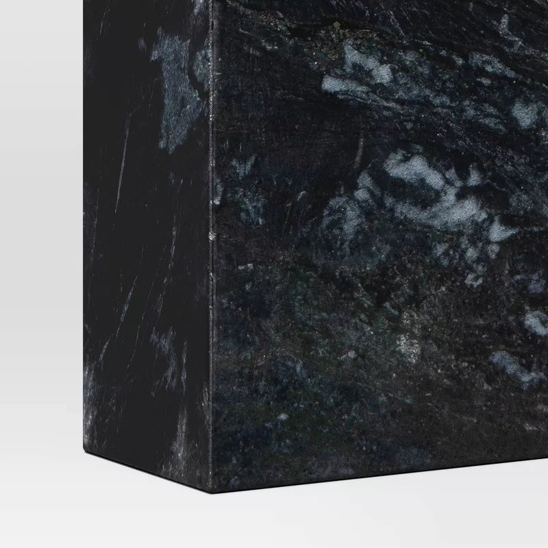 2-Piece Black Marble Bookends: Elegant Support for Table and Shelf Organization.