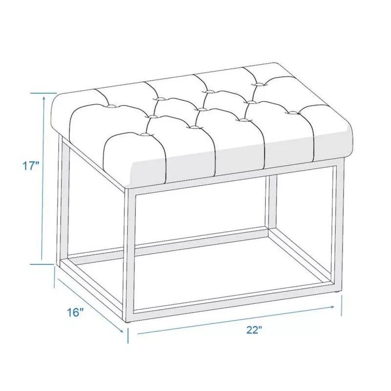 Trubeck Pouf trapuntato in similpelle con base in metallo - Marrone