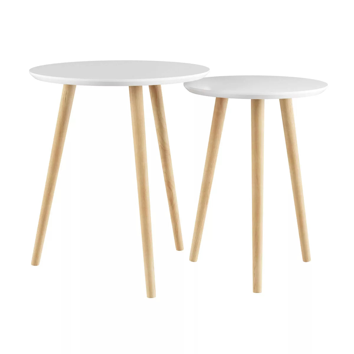 White Nesting Tables with Circular Tops